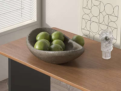 Fresh Limes in Gray Bowl on Wooden Table with Clear Glass and Ice Cubes 3d model Fresh Limes in Gray Bowl on Wooden Table with Clear Glass and Ice Cubes 3d model