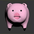 Cute Pink Pig Toy With Smooth Surface And Black Eyes And Feet