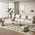 Modern Sofa Coffee Table Combination Sofa Combination Multi-person Sofa Leisure Chair Coffee Table Floor Lamp Sofa Stool 3d model