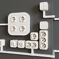 Modern White Electrical Switch Panels With Various Socket Designs For Home Use 3d model