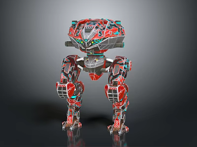 Game Movie Character Red And Silver Robot With Mechanical Sci Fi Design 3d model
