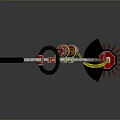 Red And Yellow Handheld Grass Trimmer With Long Handle And Rotating Blade