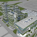 Modern High Rise Office Building With Glass Facade Unique Design And Multiple Towers