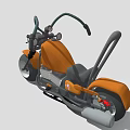 3D Model Orange and Gray Motorcycle With Round Headlight Stylish Body Design and Black Wheels