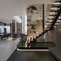 Modern Duplex Living Room With Staircase And Elegant Decor