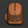 Stylish Orange And Brown Backpack With Yellow Buckle And Adjustable Strap 3d model