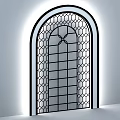Modern Background Wall Design With Arched Grid Window And Soft Lighting