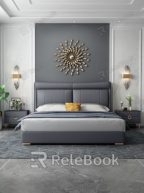 Light Luxury Background Double Bed Double Bed model