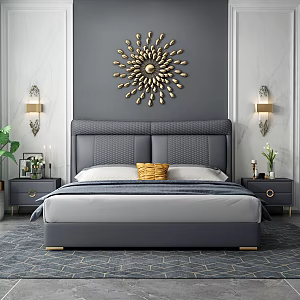 Light Luxury Background Double Bed Double Bed 3d model