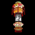 Traditional Chinese Lantern With Red Tassels Multilayer Structure And Decorative Patterns 3d model