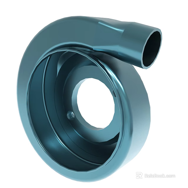 Metallic Turbocharger Housing With Cylindrical Design And Shiny Surface For Industrial Use 3d model 