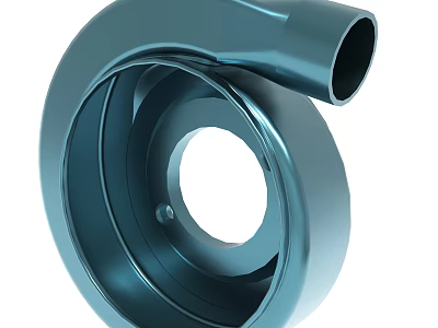 Metallic Turbocharger Housing With Cylindrical Design And Shiny Surface For Industrial Use 3d model