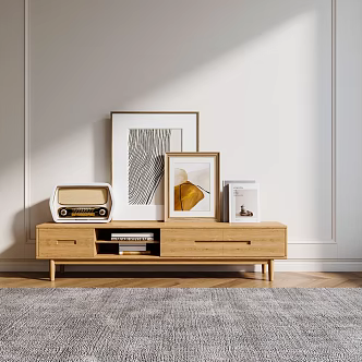 Nordic TV Cabinet Solid Wood TV Cabinet 3d model