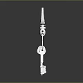 Silver Metal Keychain With Circular Top Connector And Hanging Strips