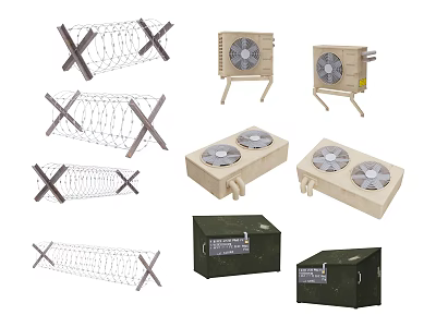 Barbed Wire Barriers Fan Equipped Units and Enclosures Industrial Equipment 3d model