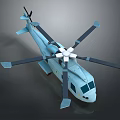 3D Rendered Helicopter Model with Six Rotors and Detailed Cockpit Design