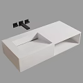 White Modern Washbasin with Minimalist Design and Black Wall Mounted Faucet in Contemporary Bathroom Setting