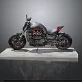 Modern Stylish Grey Motorcycle With Red Accents On White Display Platform 3d model