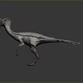 Realistic 3D Rendering of Feathered Dinosaur With Red Head and Gray Plumage