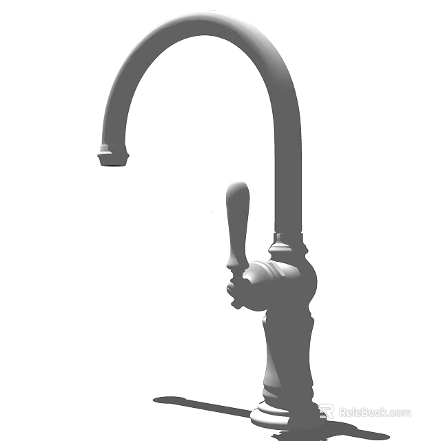 Modern Single Handle Kitchen Faucet With Curved Spout And Chrome Finish 3d model 