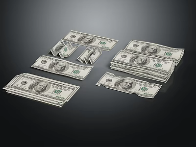 Realistic 100 Dollar Bill Decorative Ornament Set For Tabletop Home Decor Arrangement 3d model