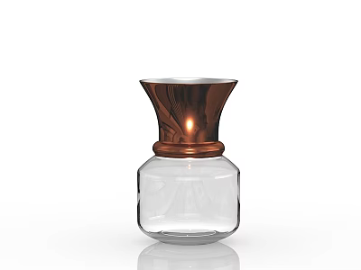 Transparent Glass Bottle With Copper Metal Top And Elegant Modern Design 3d model