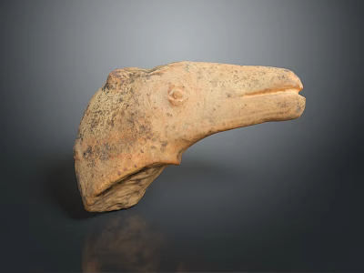 Ancient Terracotta Bird Head Sculpture With Handcrafted Texture And Earthy Archaeological Style 3d model