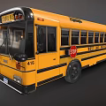 Yellow School Bus With Stop Sign And Number 416 3d model