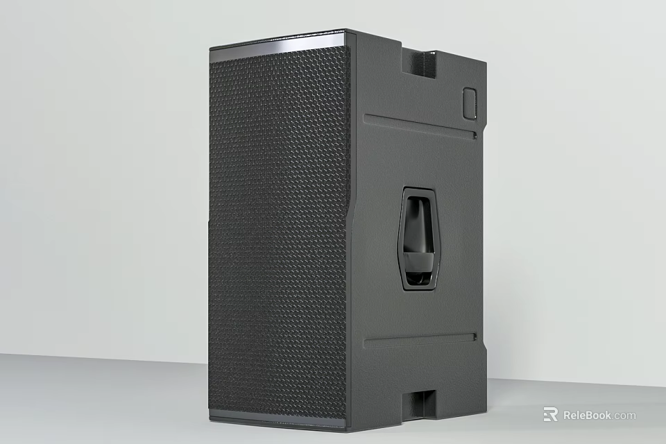 Professional Black Speaker With Mesh Surface And Side Handle Audio Equipment 3d model 