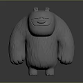 Game Movie Character 3D Model With Furry Bear Like Body And Smiling Expression