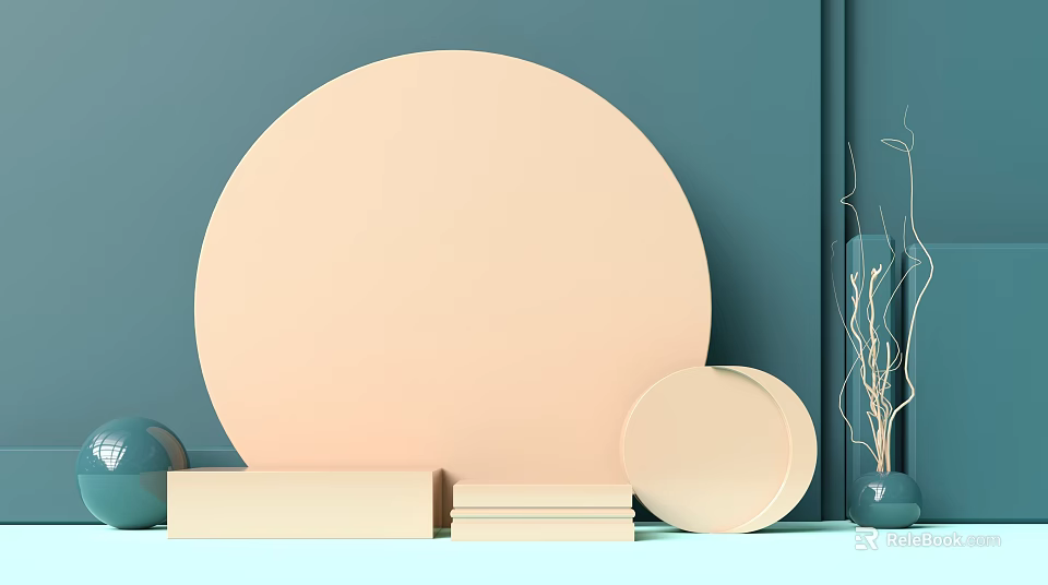 Modern Display Shelves With Round Platforms And Minimalist Design Elements 3d model