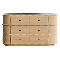 Elegant Curved Light Wooden Sideboard Cabinet With Marble Top And Exquisite Decorative Trim Design
