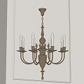 Vintage Brass Chandelier With Multiple Candle Shaped Bulbs And Decorative Arms
