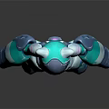 Futuristic Cat Like Robot 3D Character With Turquoise Silver Armor And Shiny Design