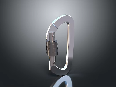High Quality Silver Metal Carabiner With Secure Locking Mechanism Design 3d model