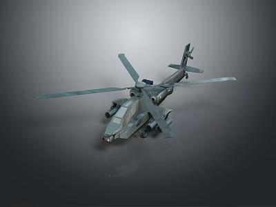 Military Helicopter With Single Main Rotor Tail Rotor Green Fuselage And Weapon Systems 3d model