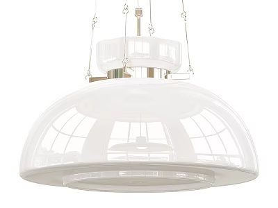 Modern White Domed Glass Chandelier With Transparent Shade And Metallic Accents 3d model