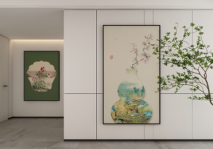 New Chinese Style Decorative Hanging Painting 3d model