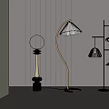 Modern Floor Lamps With Curved Stand Spherical Shade And Multi Tiered Design