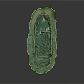 Ancient Shipwreck Model With Clear Hull Structure Green Base And Rusted Texture