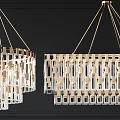 Elegant Modern Crystal Chandelier With Gold Frame And Geometric Rectangular Design 3d model