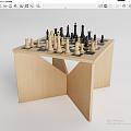 Modern Chess Side Table 3d model