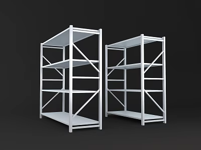 Sturdy White Metal Display Shelves With Multiple Layers And Open Design For Storage Solutions 3d model
