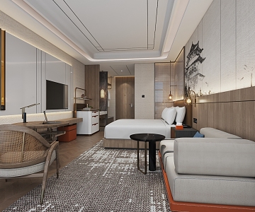 Hotel Light Luxury Guest Room Customization 3d model