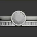 Modern White Circular Household Item With Decorative Button And Grid Design