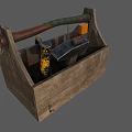 Wooden Toolbox Filled With Essential Hardware Tools Including Hammer And Wrench 3d model