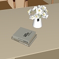 Cream Style Floral Vase Flower Books 3d model