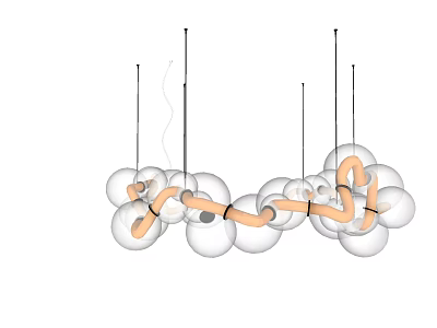 Modern Spherical Glass Chandelier With Multiple Transparent Globes And Orange Accents 3d model