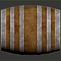 Decorative Wooden Barrel With Silver Metal Hoops On Wooden Stand For Home Decoration