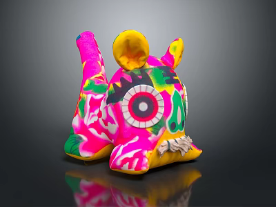 Colorful Decorative Furniture With Unique Eye Ear Design And Artistic Patterns 3d model